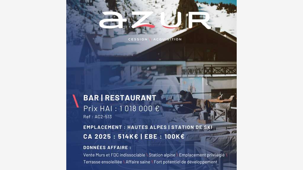 VENTE Murs & FDC Bar Restaurant Station de Ski