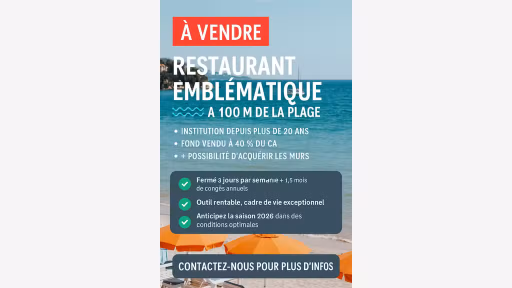 Vente FDC restaurant à Hyères prox plages