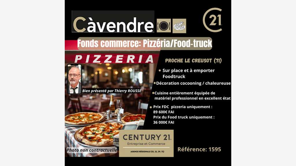 Vente FDC pizzeria et food truck proche du Creusot