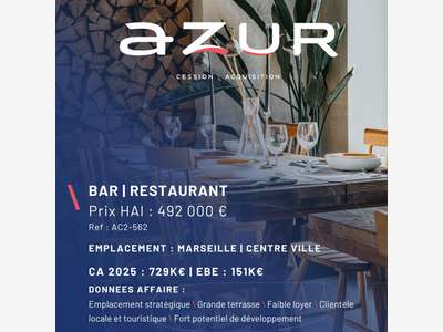 Cède restaurant terrasse emplacement n°1 Marseille