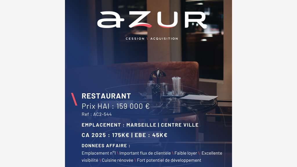 VENTE Restaurant emplacement n°1 Marseille Centre
