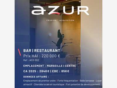 VENTE Restaurant avec Belle Terrasse à Marseille
