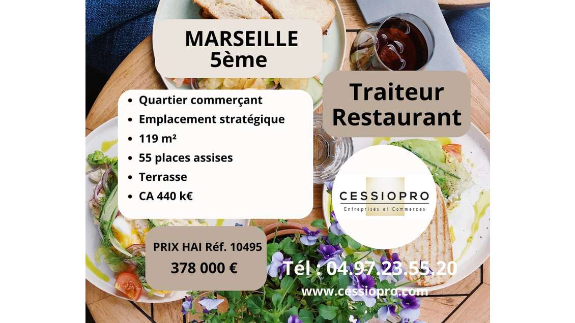 A vendre traiteur/restaurant à Marseille 13005