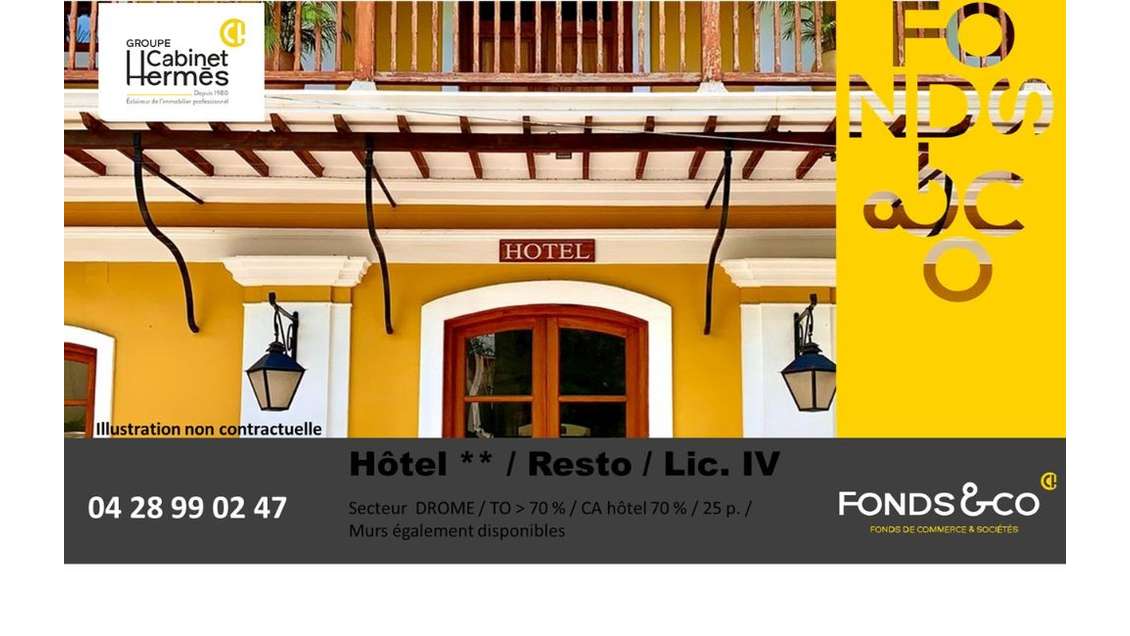 Vente hôtel restaurant 2** + licence IV Montélimar