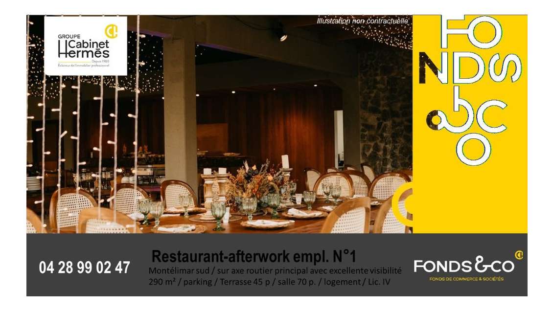 Vente restaurant empl. premium à Montélimar Sud