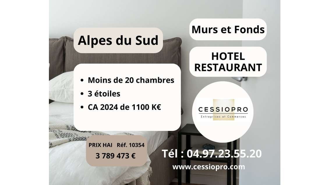 Vente murs et fonds hôtel 3 *** Alpes du Sud