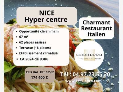 Restaurant italien clé en main hyper centre Nice