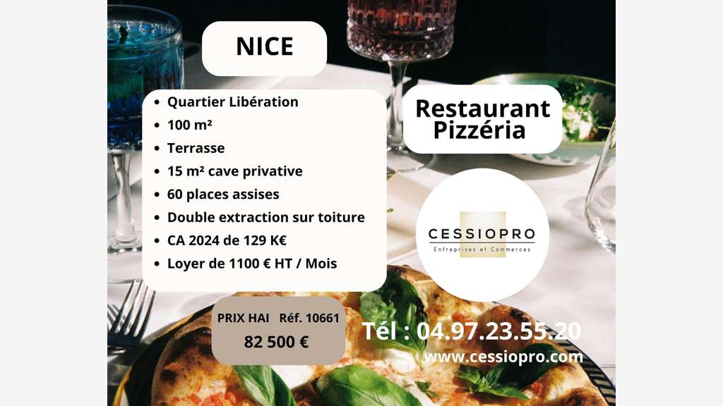 AV restaurant/pizzeria CA 129k € Nice Libération