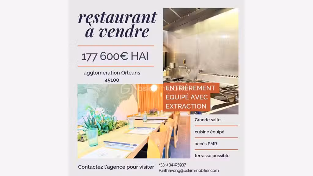Vente restaurant 80 couverts en agglo d'Orléans