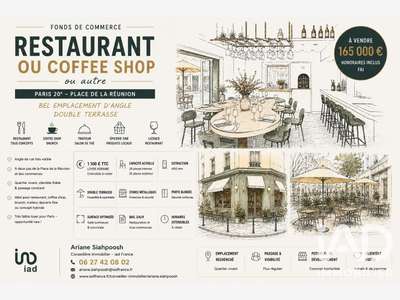 Vente restaurant à Paris 75020 Place de la Réunion