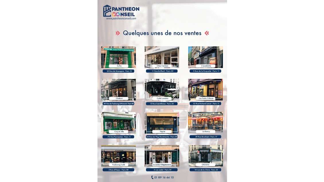 Vente restaurant avec cuisine ouverte Paris 75012