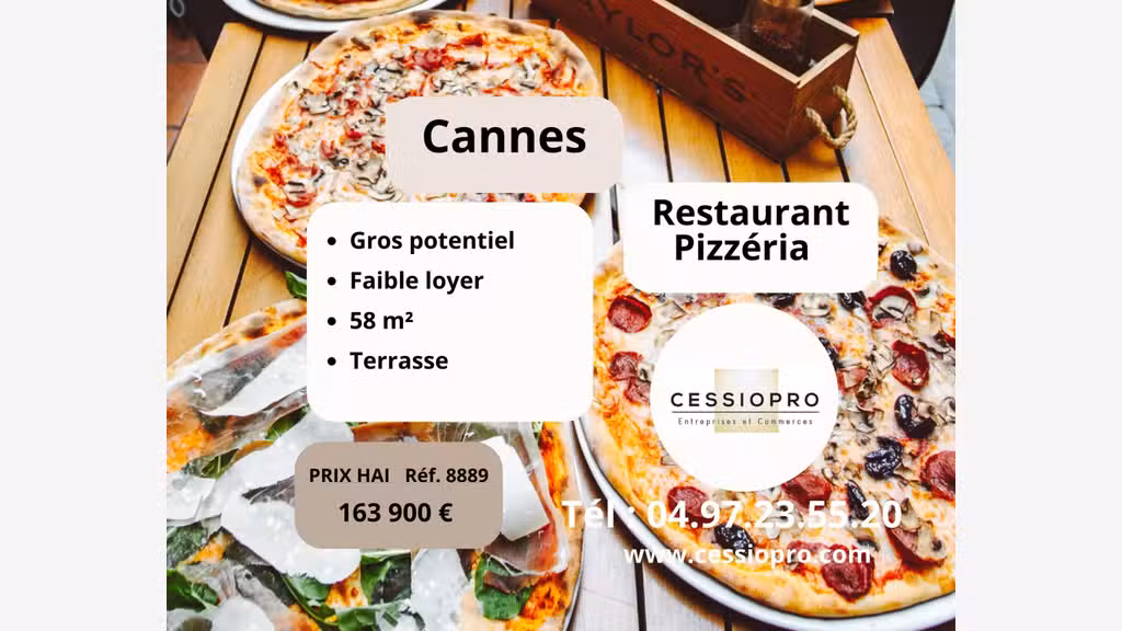 Vend restaurant pizzeria gros potentiel à Cannes 