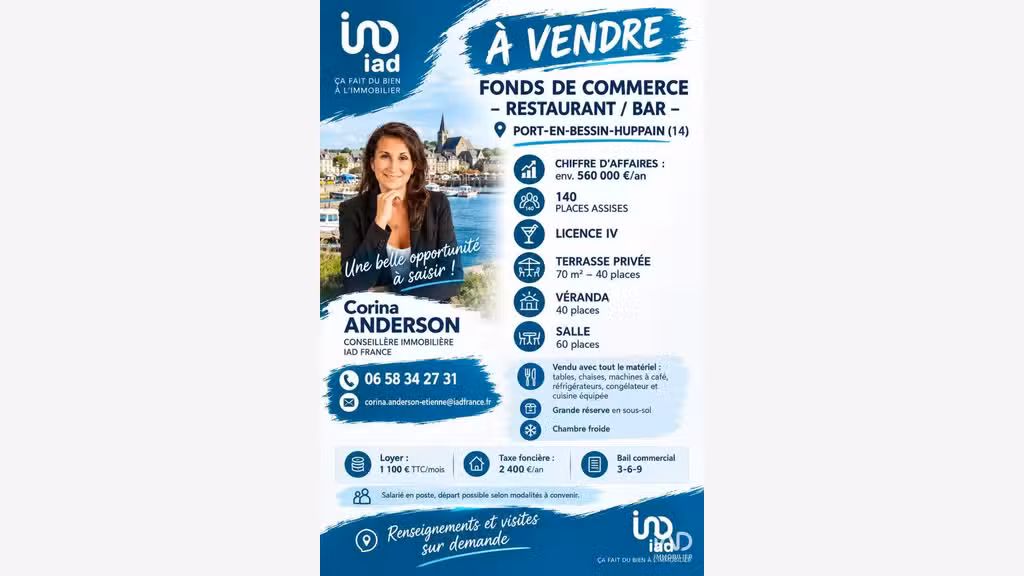 Vente restaurant bar à Port-en-Bessin-Huppain