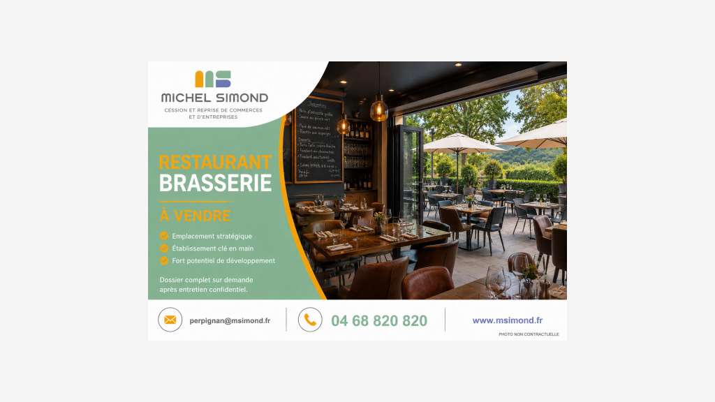 Cède restaurant-brasserie idéalement situé dept 66