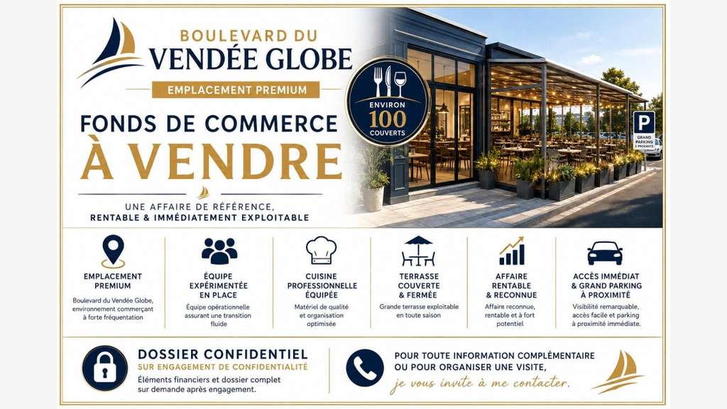 Vente restaurant traditionnel aux Sables d'Olonne