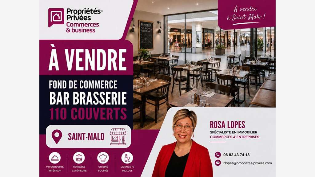 Cède bar brasserie pizzeria 200m² Saint Malo 35400