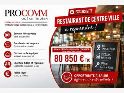 Vente restaurant 130m² à Saint Pierre centre ville