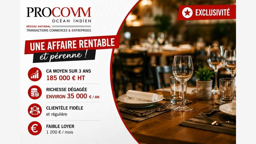 Vente restaurant 130m² à Saint Pierre centre ville