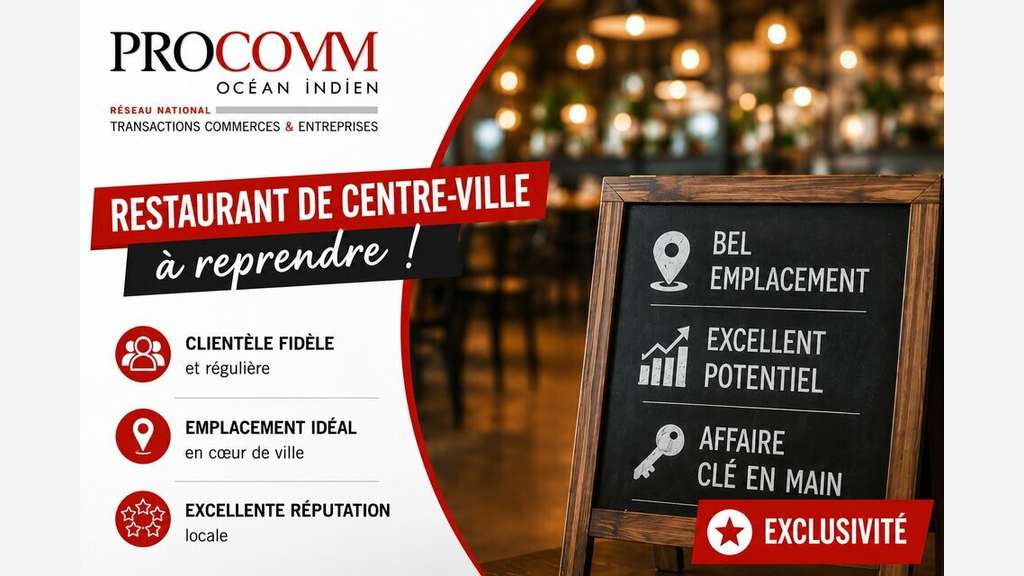Vente restaurant 130m² à Saint Pierre centre ville