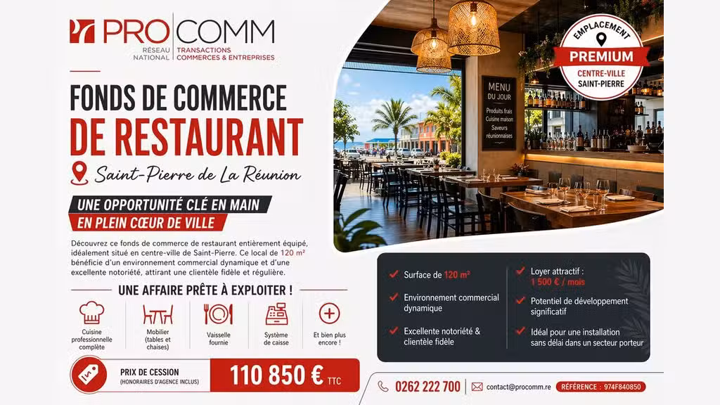 FDC restaurant à vendre à Saint-Pierre centre