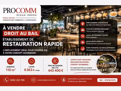 Vente restauration rapide à Sainte Clotilde