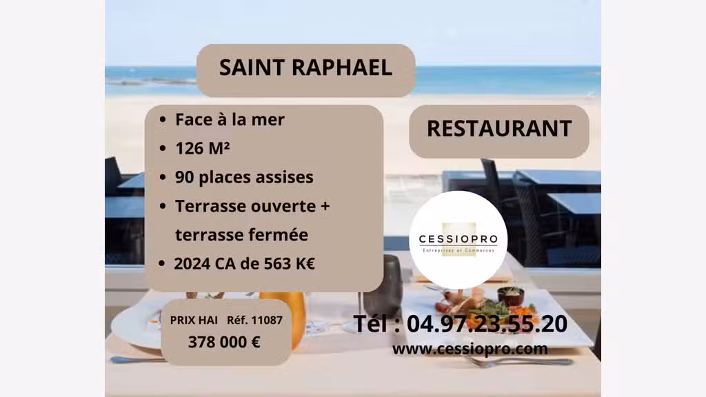 Cède restaurant traditionnel face mer à St Raphaël