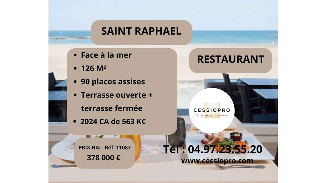Cède restaurant traditionnel face mer à St Raphaël