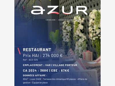 VENTE Restaurant avec belle terrasse village Var
