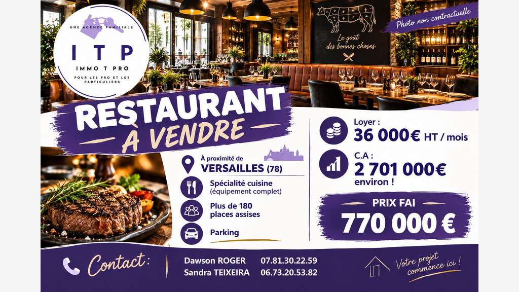 AV restaurant dans une belle ville des Yvelines