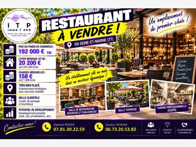 A vendre beau restaurant dans ville recherchée 77
