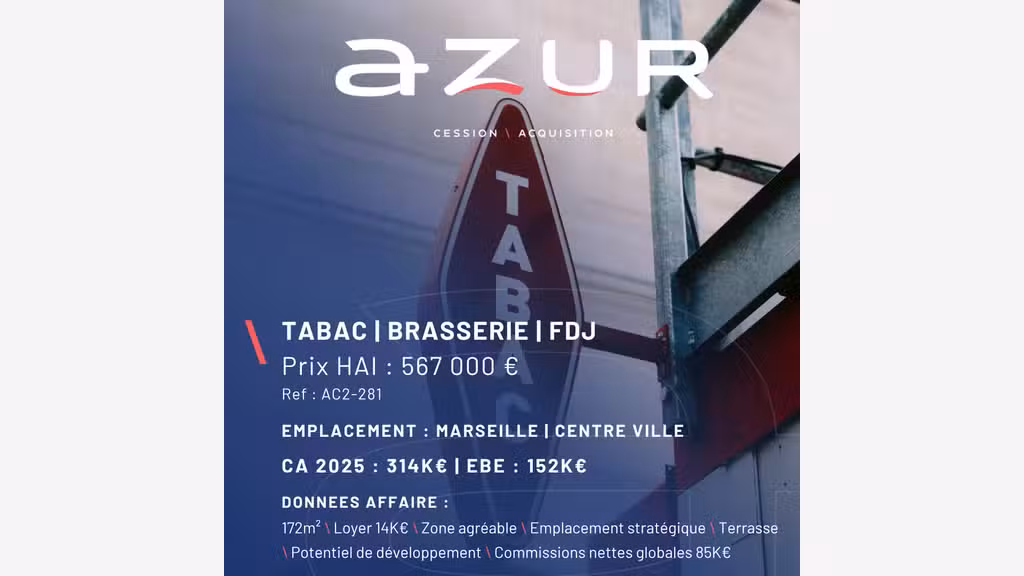 VENTE Tabac Brasserie FDJ Centre Ville Marseille