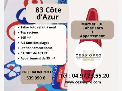 Vente tabac loto bimbeloteries + murs à Hyères