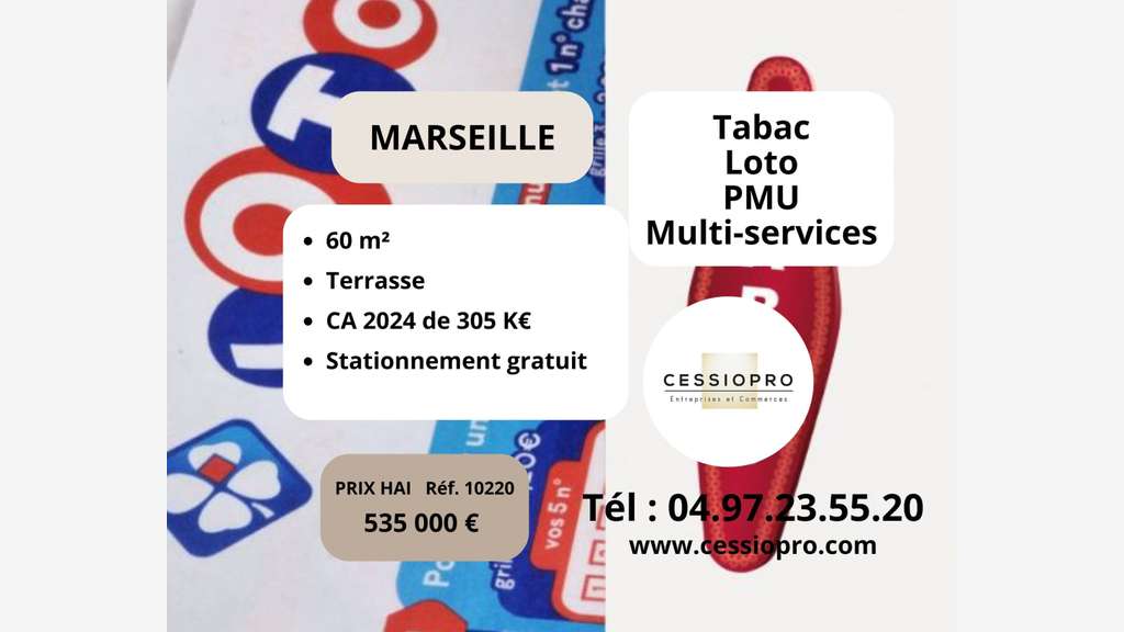 Vente FDC tabac loto multi services à Marseille