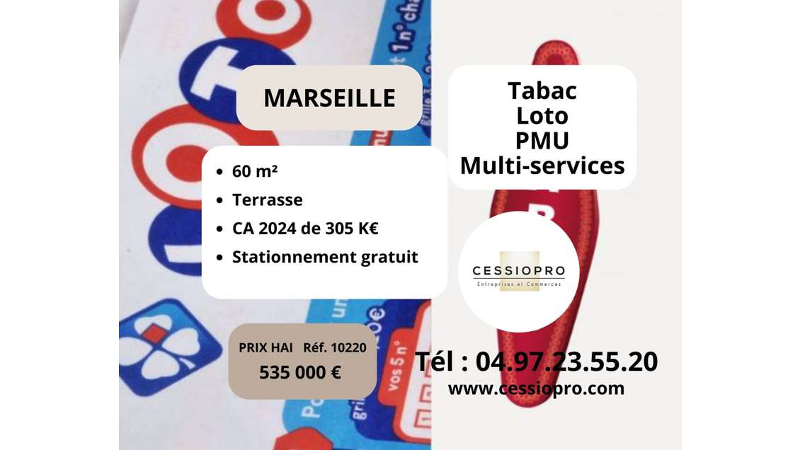Vente FDC tabac loto multi services à Marseille