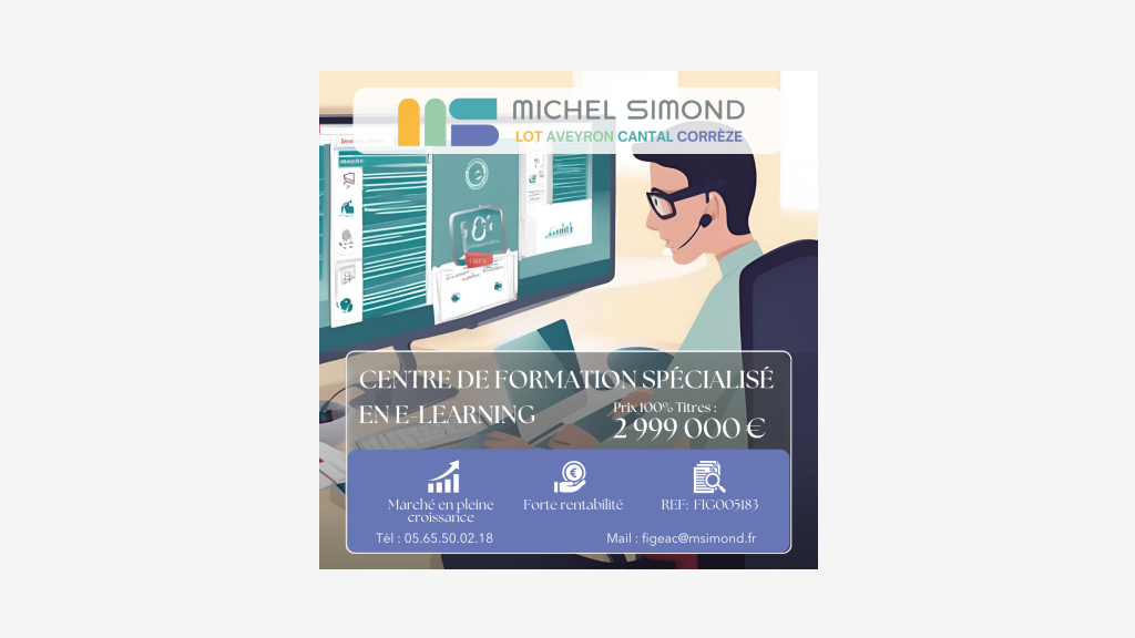 Vente centre formation e learning en Aveyron