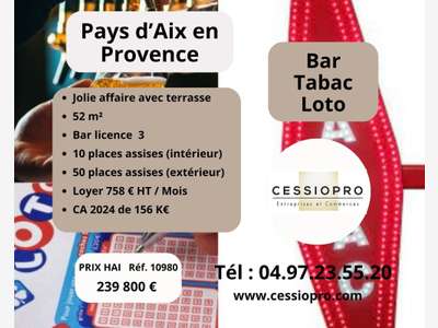 Vente bar tabac loto + terrasse à Aix en Provence