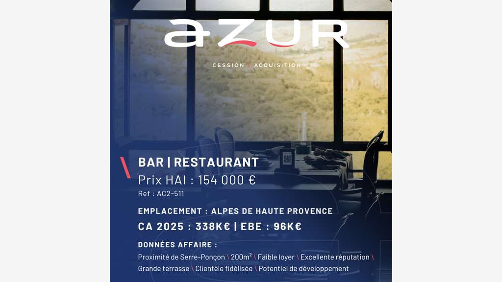 VENTE Restaurant proximité Serre Ponçon
