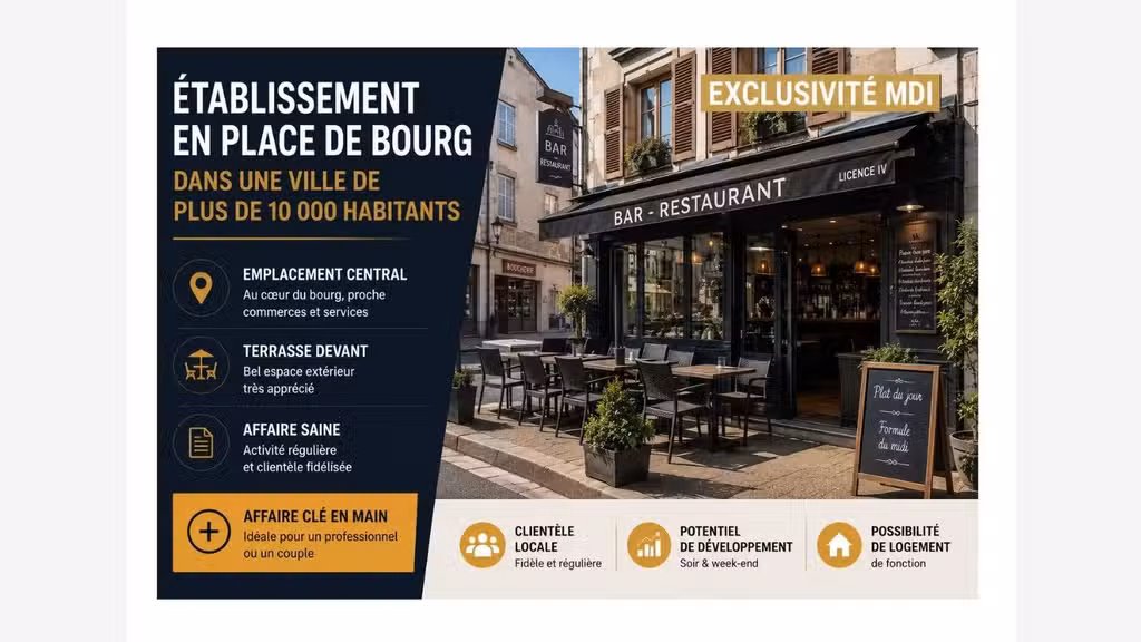 Vente restaurant bar du midi à 45mn d'Angers