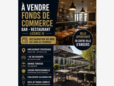 Cède bar restaurant du midi emplacement N°1 Angers