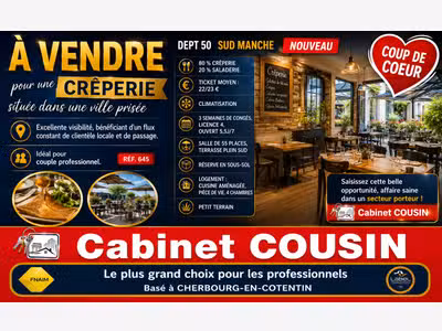 Vente crêperie dans ville prisée du Sud Manche