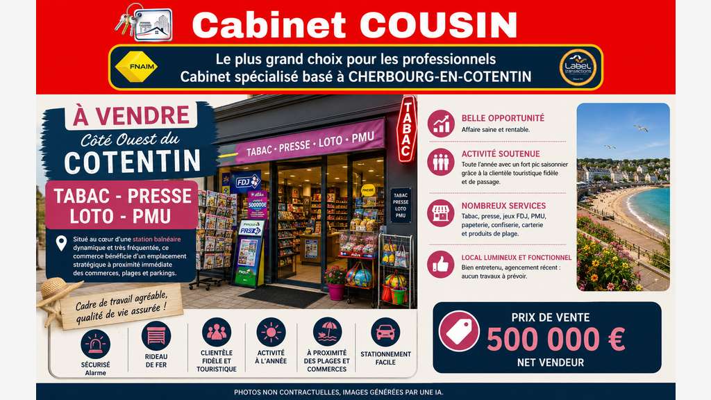 Vente FDC tabac presse PMU à Barneville-Carteret