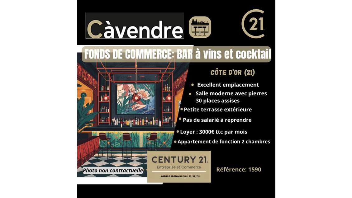 Vente bar à vins cocktails terrasse en Côte d'Or
