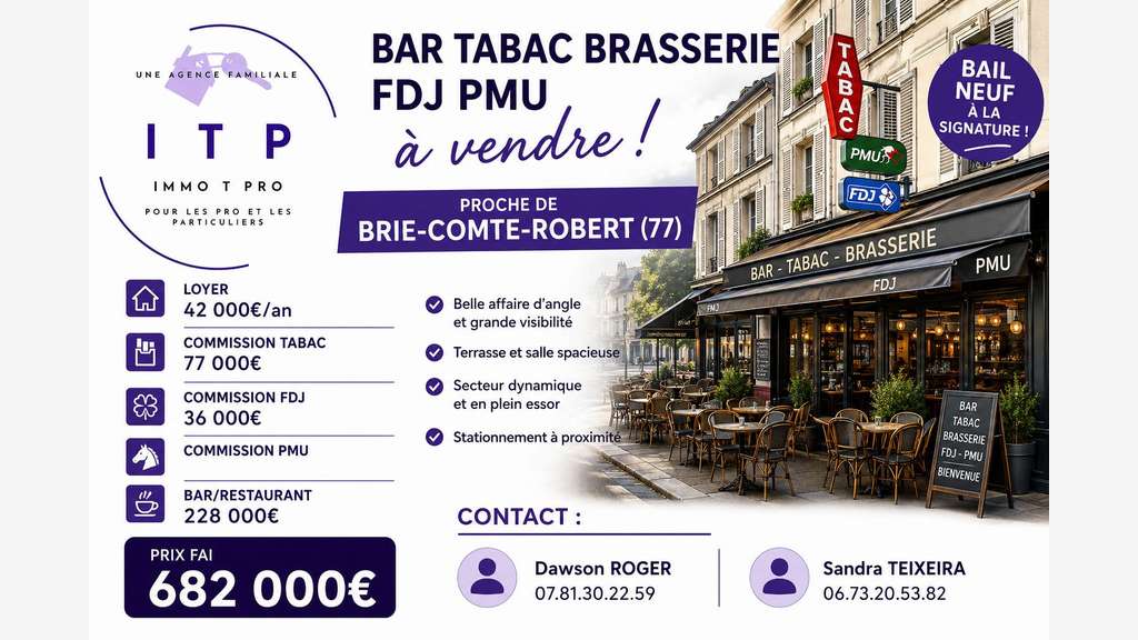 AV beau bar brasserie tabac FDJ PMU belle ville 77