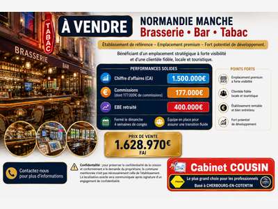 Cède bar brasserie Tabac empl premium en Normandie