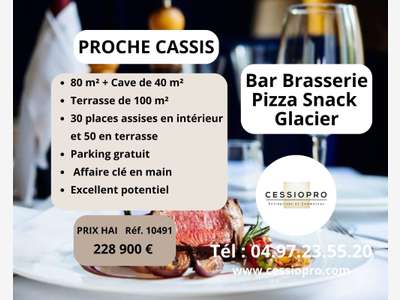 Vente bar brasserie pizza snack glacier à Cassis