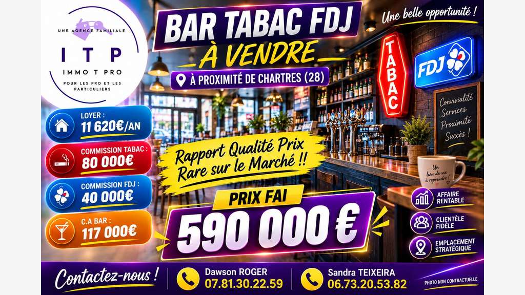 AV magnifique bar tabac FDJ dans l'Eure et Loir