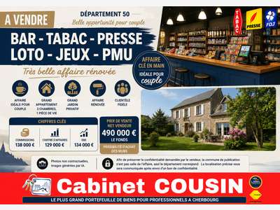 Vente bar tabac loto presse PMU à Cherbourg