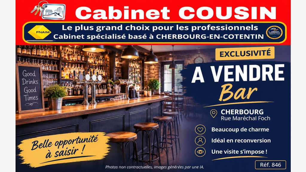 Vente bar pur de charme à Cherbourg rue Foch