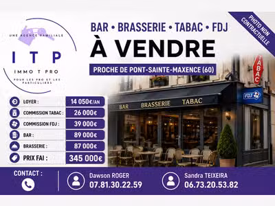 Vente bar tabac brasserie FDJ Pont-Sainte-Maxence