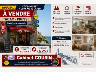 Vente FDC Tabac Presse proche mer à Coutances